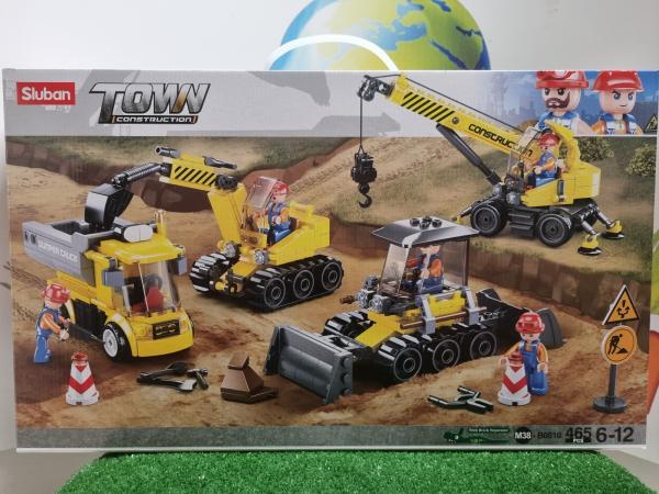 4 véhicules de chantier + accessoires  (briques Lego)