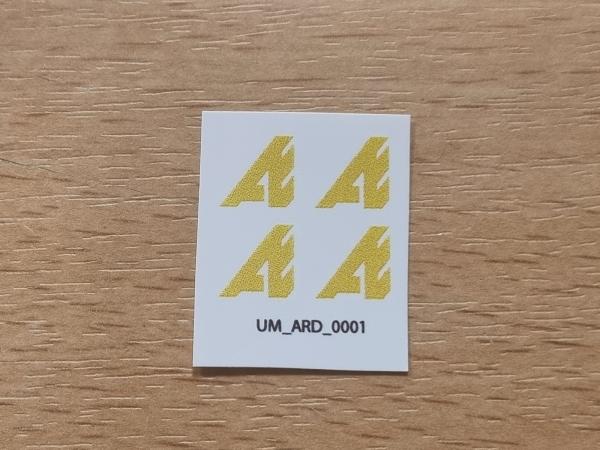 4 décalques logo Arden Equipment jaune 9mm