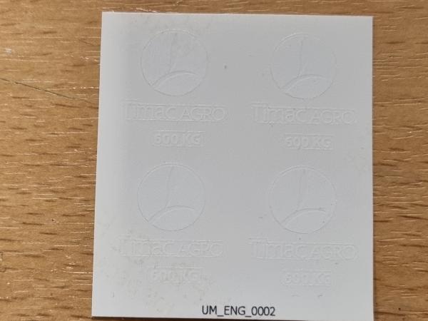 12 witte TIMAC AGRO big bag stickers (voorgesneden)