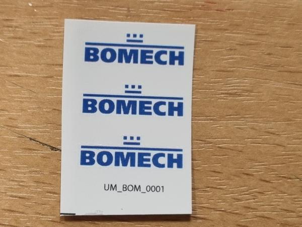 3 décalques logo BOMECH bleu 7mm (pré-coupé)