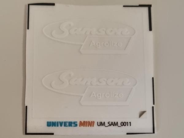 2 pegatinas SAMSON Agrolize blancas 13.4mm (precortadas)