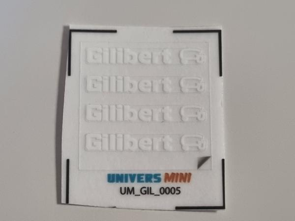 4 autocollants logo ancien GILIBERT blanc 3.5mm (pré-coupé)