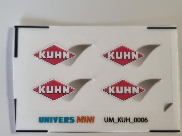 4 autocollants logo KUHN liseré 7mm (pré-coupé)