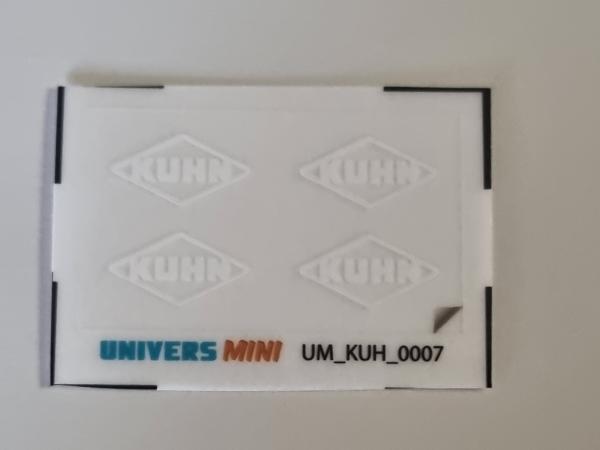 4 autocollants logo KUHN blanc 7mm (pré-coupé)