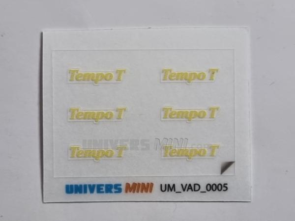 6 autocollants VADERSTAD Tempo T jaune 2.7mm (pré-coupés)
